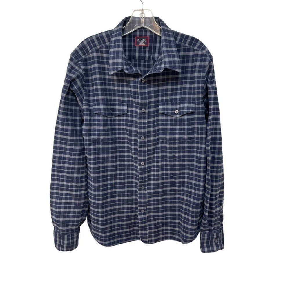 UNTUCKIT Blue Plaid Long Sleeve Button Down Flannel Shirt Slim Fit XLarge